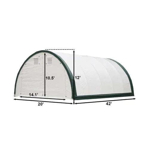 Capannone di Stoccaggio ad Arco con Traliccio Singolo L20'xL42'xH12' - Soluzione Robusta e Spaziosa