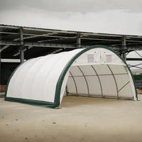 Capannone di Stoccaggio ad Arco con Traliccio Singolo L20'xL42'xH12' - Soluzione Robusta e Spaziosa