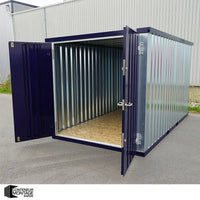 Container Smontabile 2x2m con Pavimento Rialzato - Bicolore Blu/Galvanizzato