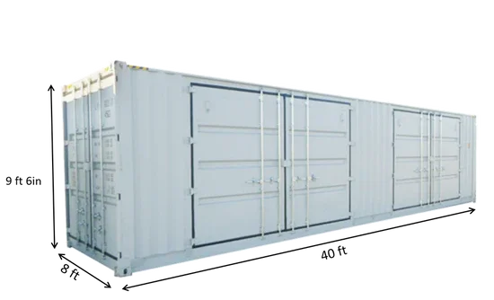 Contenitore High Cube 40 piedi con 2 Porte Laterali - Soluzione Robusta e Versatile per lo Stoccaggio e il Trasporto
